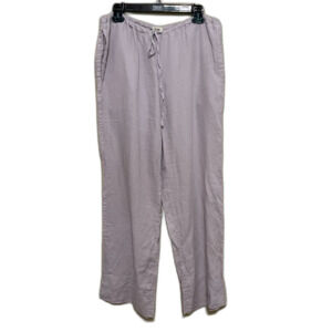 Threads by Bed Threads 100% Linen Drawstring Pants Womens Large Lavender Coastal